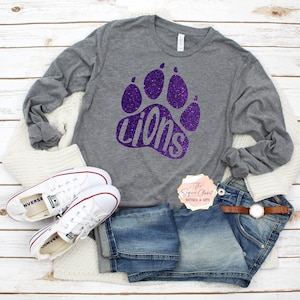 Lions School Mascot Paw T-shirt, Mascot Shirt, Lions Spirit Shirt, Lions Spirit, Mascot Shirt, Lions T-shirt, Lions Apparel, School Mascot