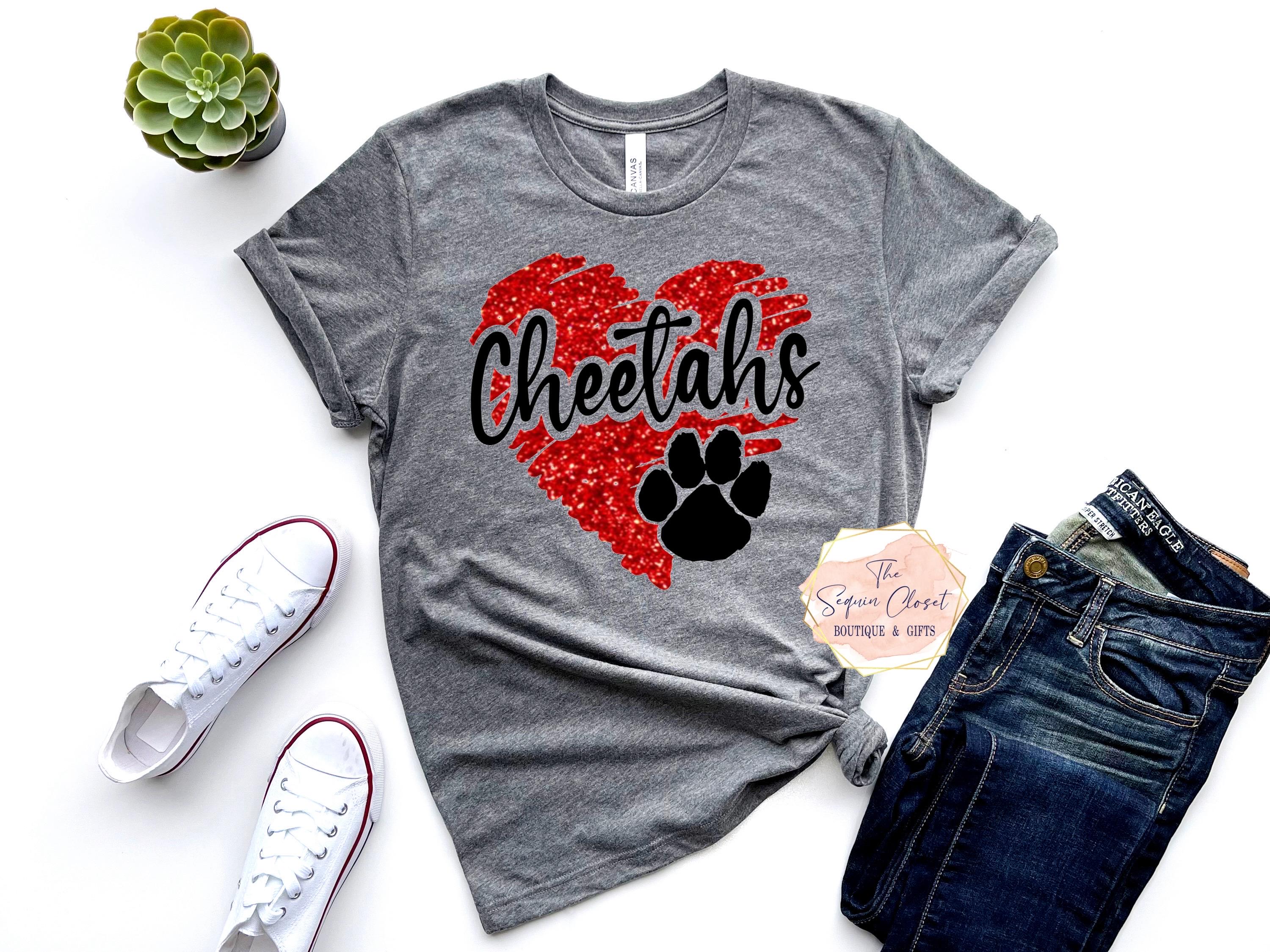 Cheetahs School Mascot Heart T-shirt, Mascot Shirt, cheetahs Spirit Shirt, cheetah Spirit, Mascot Shirt, cheetahs T-shirt, cheetah shirt