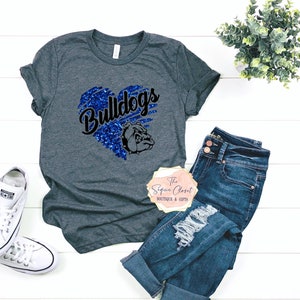 Bulldogs School Mascot Heart T-shirt, Mascot Shirt, Bulldogs Spirit Shirt, Bulldogs Spirit, Mascot Shirt, Bulldogs T-shirt, Bulldogs shirt