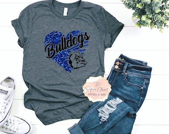 Bulldogs School Mascot Heart T-shirt, Mascot Shirt, Bulldogs Spirit Shirt, Bulldogs Spirit, Mascot Shirt, Bulldogs T-shirt, Bulldogs shirt
