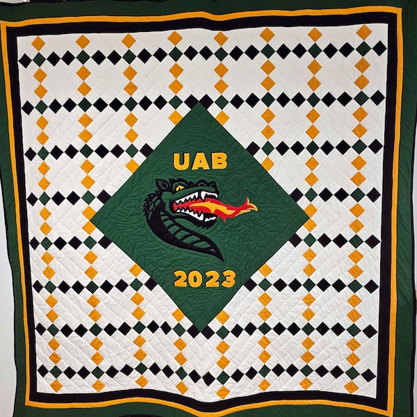 University of Alabama Birmingham Quilt, UAB quilt featuring Blaze