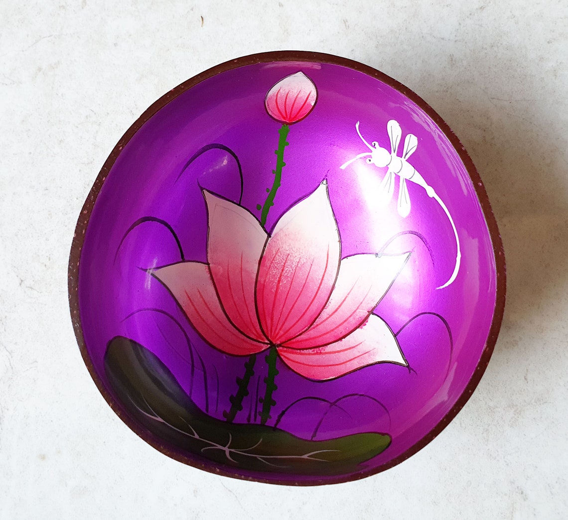 Vietnamese Coconut Shell Bowls Coconut Bowl Lacquer Paint Etsy