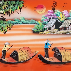 ベトナム刺繍絵　Vietnamese Coutryside ベトナム刺繍絵 Vietnamese Coutryside - メルカリ