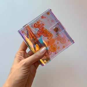 Carteira mágica, nostálgica, redemoinhos, estrelas e glitter, porta-moedas, carteira de bolso, porta-moedas, acessórios de viagem, fácil de limpar, vegano