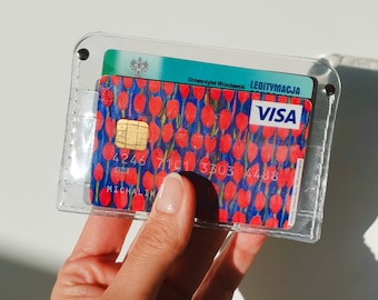 Cartera inteligente, tarjetero, compartimento para 5 tarjetas, fácil de desinfectar, pinzas para billetes minimalistas, bolsa transparente, billetera de viaje, tarjetero, vegana.