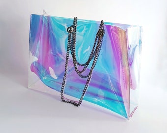 Clear Laser Handbag Set, Women's Holographic Boston Bag, Fashion