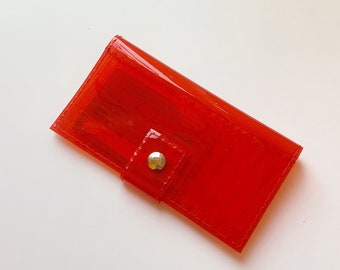 Red Travel Wallet Vegan Card Holder Small Card Cover 12 Slot Wallet Gift for Traveler Easy Clean Handmade