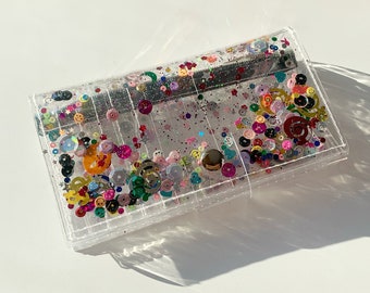 Crazy glitter wallet, nostalgia 90s, gift for teens, raving outfit, y2k style, vegan shiny bag, slow fashion, everyday accessories, cute