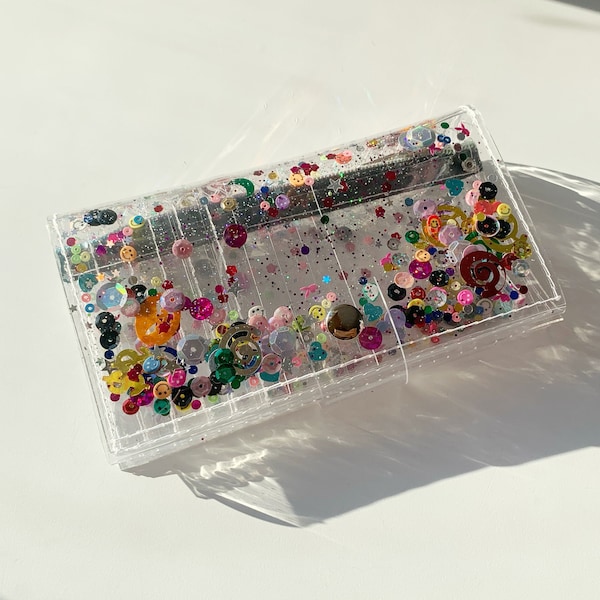 Crazy glitter wallet, nostalgia 90s, gift for teens, raving outfit, y2k style, vegan shiny bag, slow fashion, everyday accessories, cute