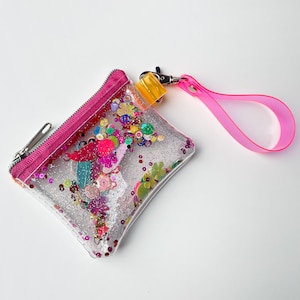 Monedero de muñeca, billetera linda, pequeño monedero, tarjetero, accesorios con brillantina, regalo único, adolescentes del K-pop Y2K, monedero de gelatina, vegano, años 90