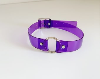 Collier ras de cou violet néon avec joint torique en vinyle transparent Rave Anime Baddie Cyber Doll Y2K collier réglable végétalien
