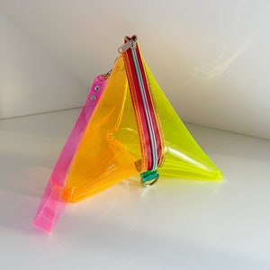 Colorful triangle bag, 90s kiddo, kidcore, y2k aesthetic, stationery or makeup, cosmetic bag, vegan, cute harajuku, kawaii nostalgic, grunge