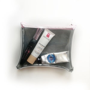 Kosmetiktasche, Make-up Tasche mit Reißverschluss, Klarsicht-Kosmetiktasche, Reise-Kosmetiktasche, Kosmetiktasche aus PVC, Vegan, kristallklar