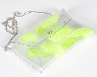 lime green transparent purse