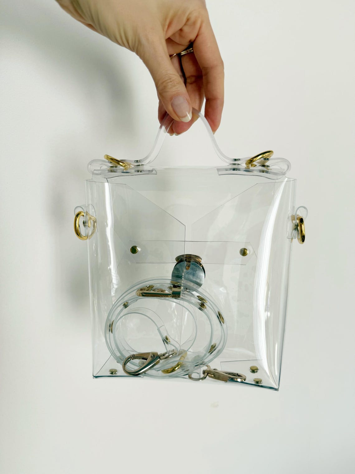 Pvc Briefcase Clear Vinyl Briefcase Bag Transparent PVC Crossbody Purse Minimalist ...