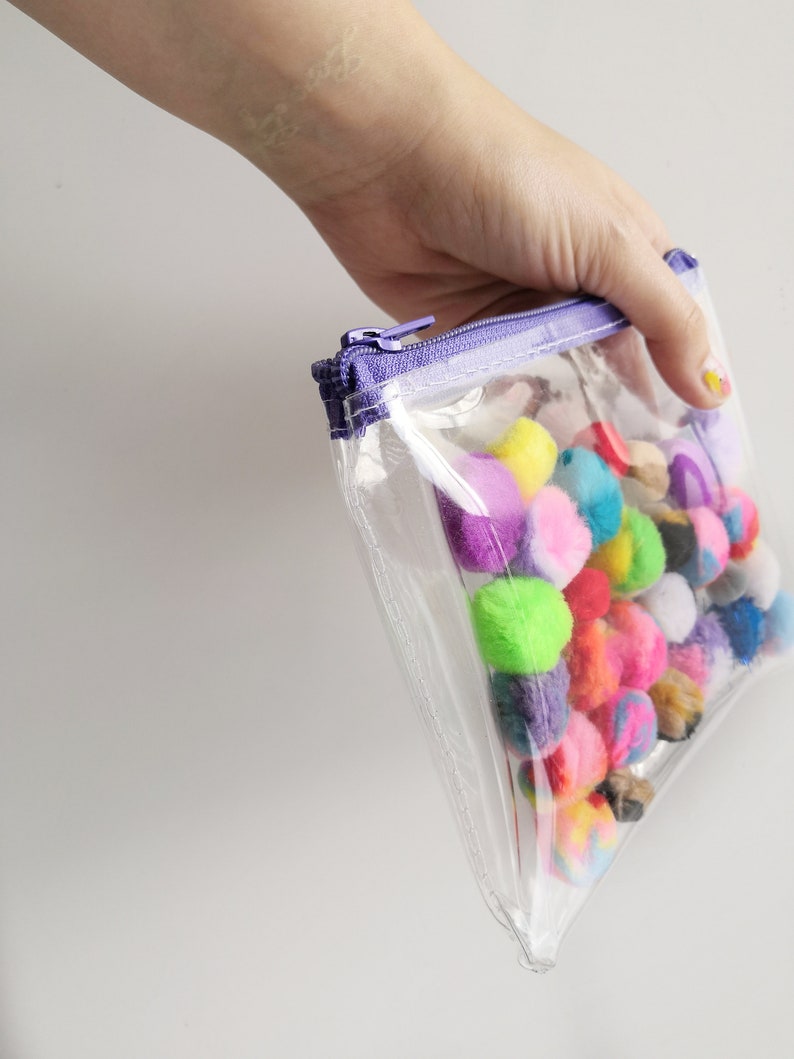 Poms Cosmetic Bag Pom Pom Makeup Bag Colorful Pouch Travel Etsy