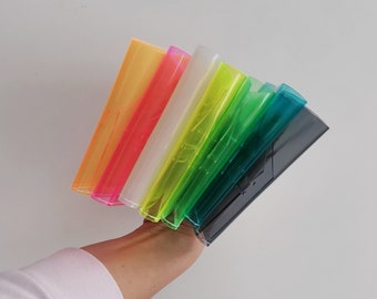 Transparent Vinyl Custom Color ID Holder Clear Credit Card Holder Simply Wallet Pocket Purse Travel Pouch Vegan UV Reactive Festival