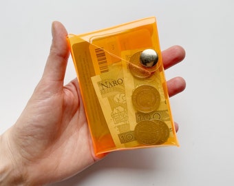 Cartera compacta, bolsillo de vinilo, fácil de desinfectar, pinzas para billetes minimalistas, bolsa transparente, billetera de viaje, tarjetero, vegana.