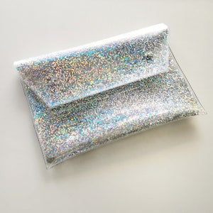 Laptophülle, Tasche für Macbook, Tasche mit holografischen Sternen, Glitter, Hüllen für Business, Büro, Computerzubehör, handgefertigt und vegan