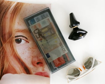 Black wallet, transparent wallet, card holder, coin purse, minimalist wallet, coin holder, big womens wallet, black accessories, vegan