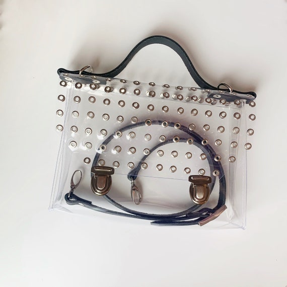 Cartera transparente Eventos deportivos Conjunto para conciertos Ojales Estilo industrial Chica rave Cartera de diseno unico Fabricacion hecha a mano Etsy Mexico