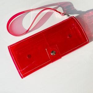 Cartera larga, espaciosa, tarjetero, duradera, pieza llamativa, fácil de limpiar, monedero, billetera con solapa, bolso transparente.