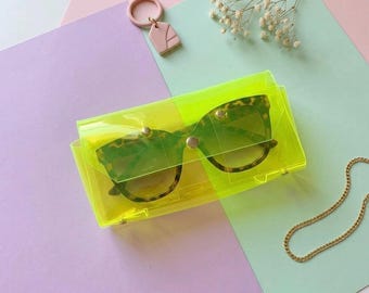 Neon Jelly Eyeglasses Case Clear PVC Glasses Pouch Sunglasses Case Y2K Pencil Case Cute Travel Organizer Aesthetic Gift for Her