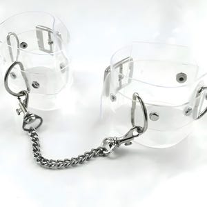 Clear PVC Handcuff Bracelet: UV Reactive Cyber Goth Accessory