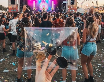 Clear Envelope Clutch Transparent PVC Bag Minimalist Stadium Approved Concert Game Clear Bag Crossbody Option Handmade
