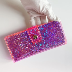 Porte-cartes, sac à main de voyage, porte-cartes pour les voyageurs, facile à essuyer, sécurité de l'aéroport, essentiels de voyage, holographique à paillettes, cartes de visite