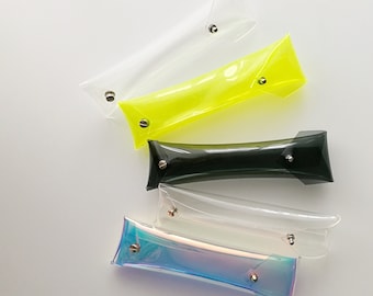 Astuccio olografico trasparente, borsa per pennelli da trucco iridescente trasparente, sirena, ritorno a scuola, vegano