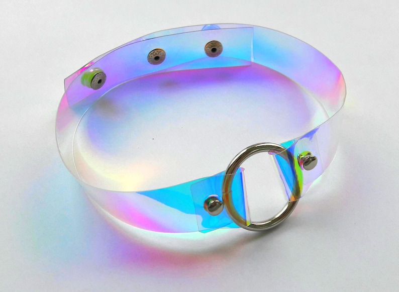 Holographic choker Oring Choker Clear PVC 90s Choker Etsy
