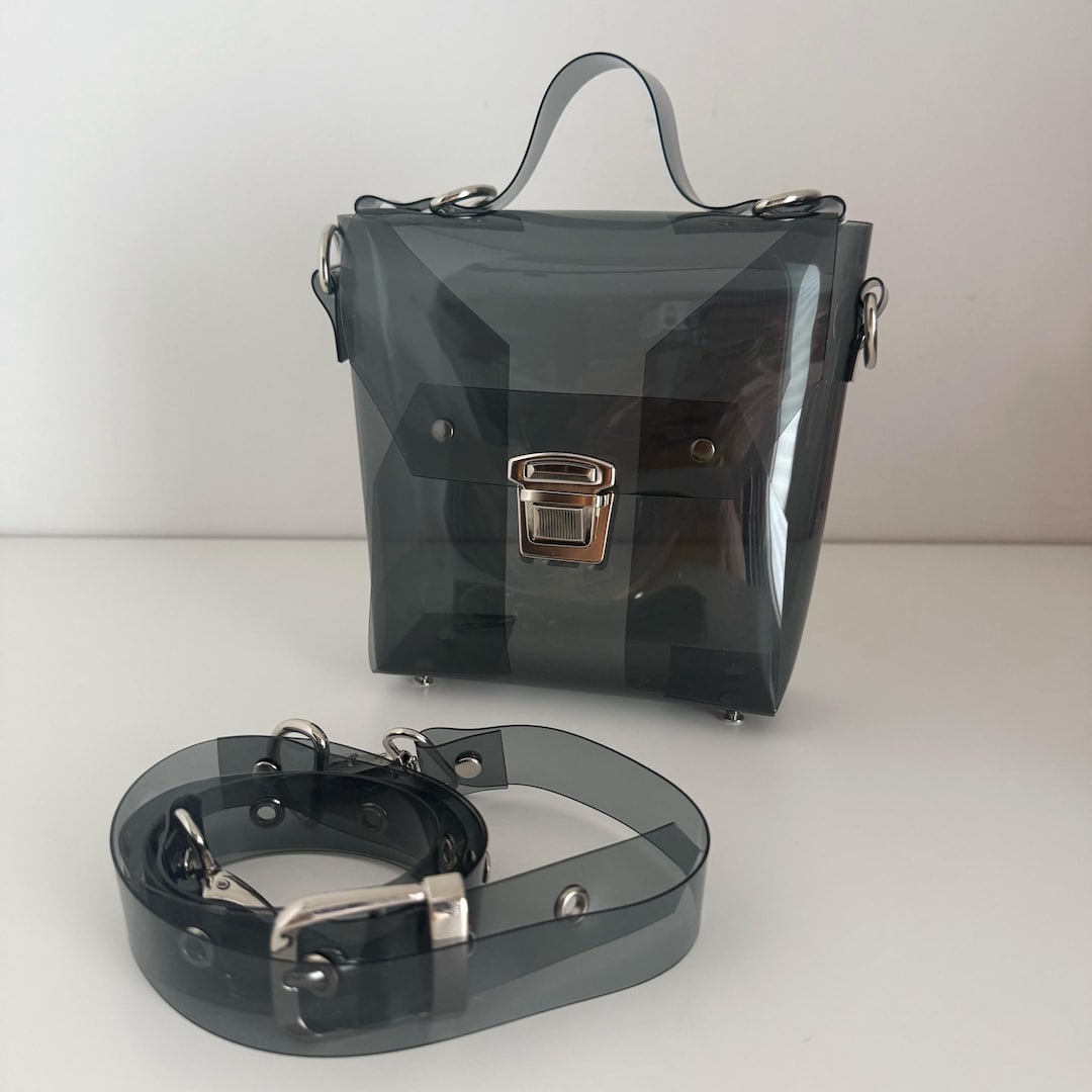 Smoked Vinyl Bag Transparent Black Briefcase Mini Satchel Clear ...