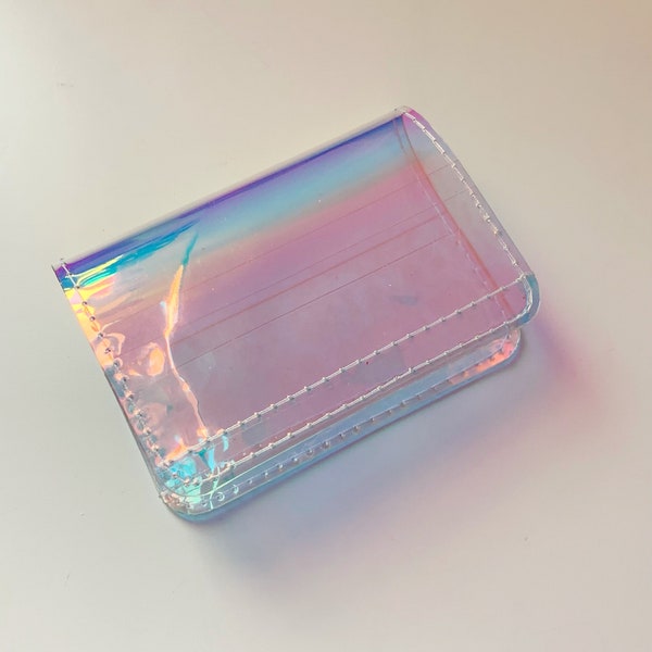 Holographic card holder, vinyl wallet, pocket wallet,  small wallet, transparent accessories, street fashion, urban style, vegan cute, shiny