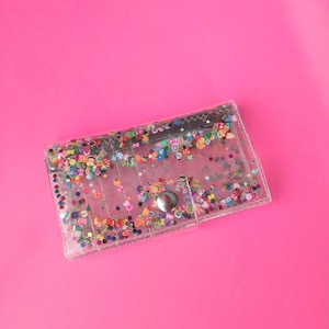 Kawaii wallet, cute medium coin, fimo and glitter, transparent wallet, vegan, 90s accessories, unicorn and rainbow, girly, gift for teens image 2