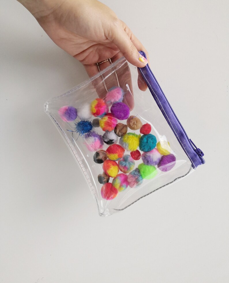 Poms Cosmetic Bag Pom Pom Makeup Bag Colorful Pouch Travel Etsy