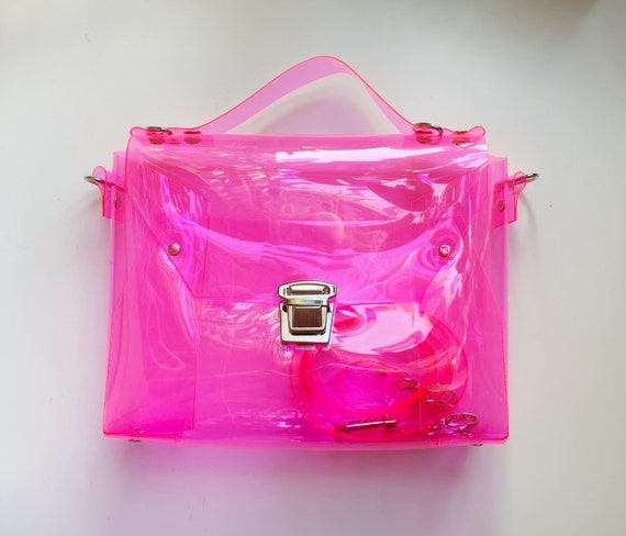 Buy Wholesale China Custom Fashion Handbag Transparent Clear Neon Pvc Tote  Bag & Pvc Handbag,clear Bag ,pvc Bag at USD 3