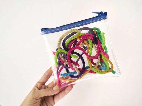 Zero Waste Cosmetic Bag Clear Vinyl Makeup Pouch Macrame Filled Organizer Vegan Toiletry Bag Zipper Case Eco Friendly Gift
