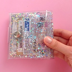 Holographic glitter wallet, 90s style accessories, iridescent cashier wallet, harajuku kawaii, cute wallet, hipster wallet, vegan wallet