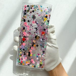 Big glitter wallet, transparent wallet, various brocades, sequins wallet, 90s purse, kitsch accessories, festival clothing, coachella vibes