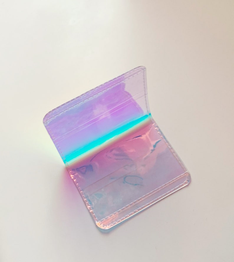 Holographic Card Holder Vinyl Wallet Pocket Wallet Small Etsy