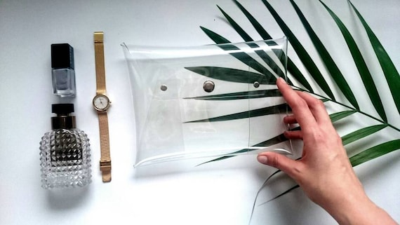 Medium Clear Bag Stadium Purse Transparent PVC Clutch Easy Disinfect Football Handbag Modern Sporting Events Vegan Ready To Ship