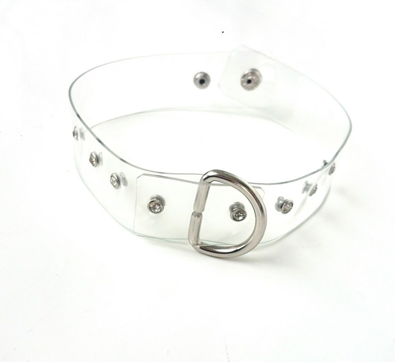 Vinyl choker Rhinestone Transparent vinyl Choker 90s Necklace Gothic 90/'s choker clear choker vinyl 90s collar lollita cyber psycho goth