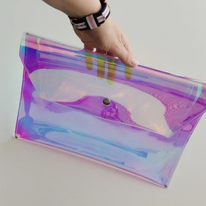 Funda holográfica para portátil, carpeta vegana para MacBook, funda iridiscente para documentos, bolso de oficina con cierre a presión, inspirado en sirenas, Ypsilon, estilo mágico