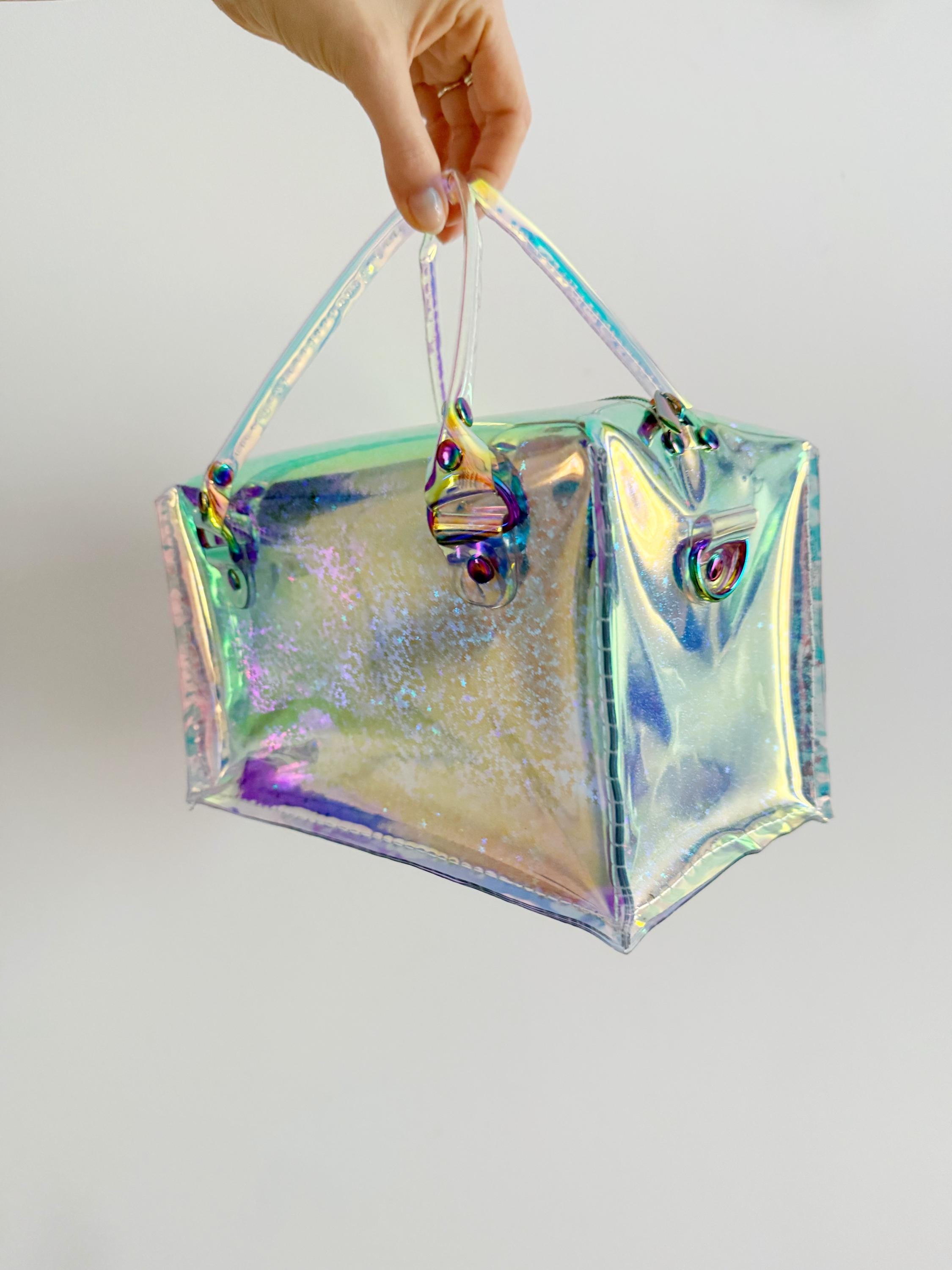 Holographic Rave Boxy Bag Shifting Glitter Rainbow Hardware