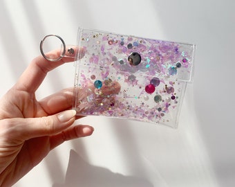 Crystals card holder, glitter key ring, gift for travelers, gift for teenagers, harajuku, 90s nostalgia , pocket wallet, festival outfit