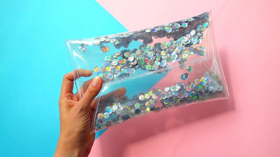 Mermaids purse clear glitter slime