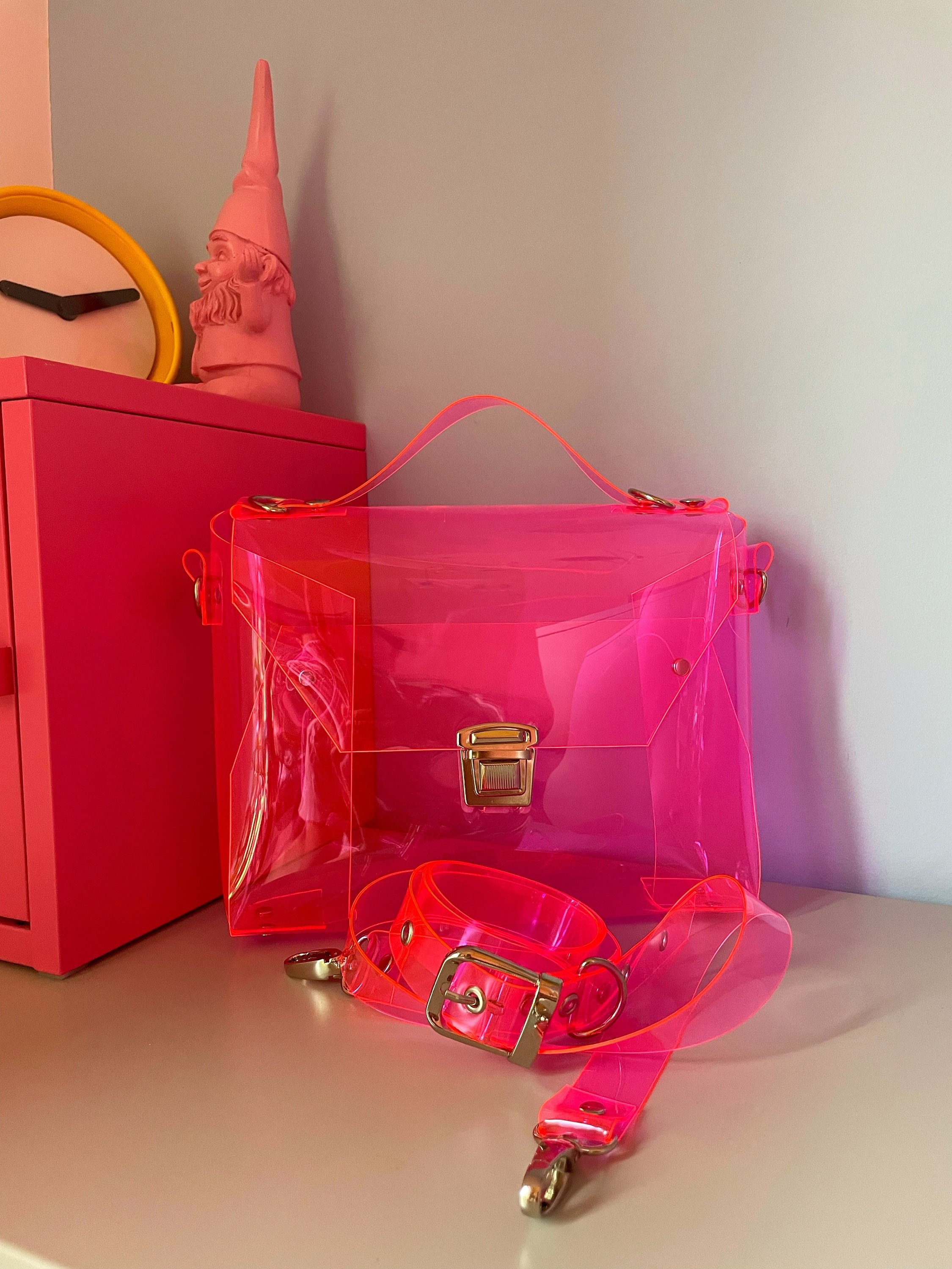 PINK clear crossbody bag