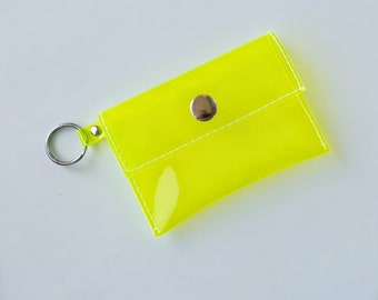 Neon card holder, UV, gift for traveler, key ring, slim wallet, card holder, business card wallet, tiny wallet, card organizer, rave style