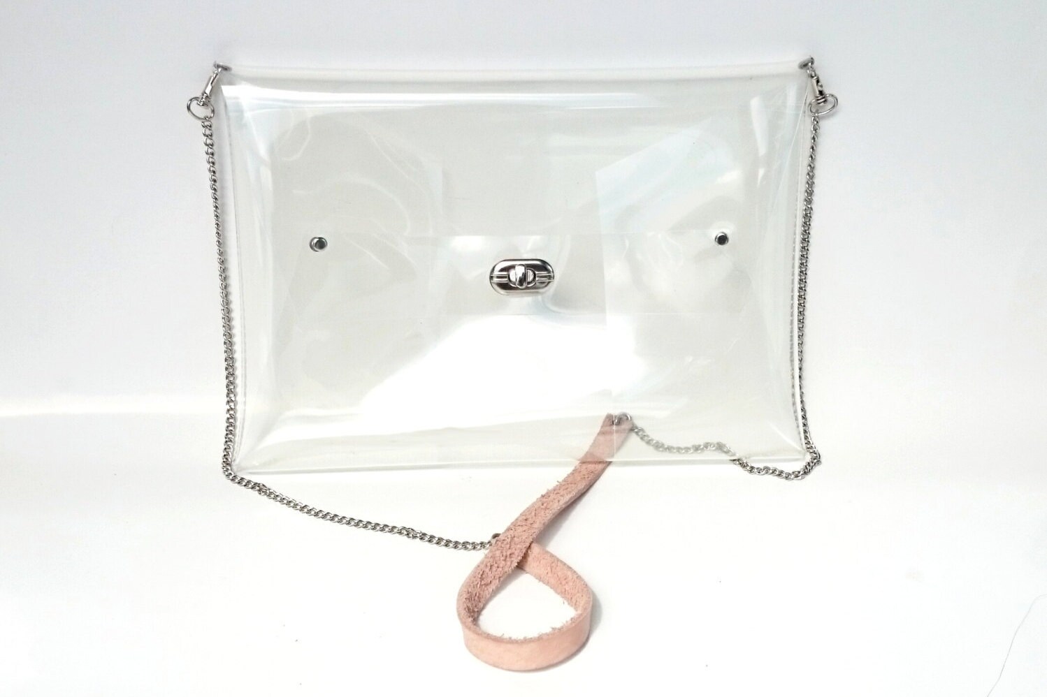 Clear Crossbody Clutch With Chain and Leather Strap Etsy